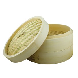 Dexam 12108610 Bamboo Steamer Set With 2 layers and Lid 25cm, Natural