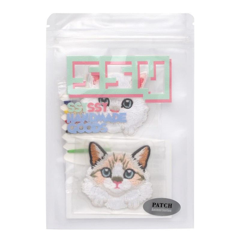 SSYSSY Embroidery Patch Iron-On Dual Purpose Type Cartoon Cat 2