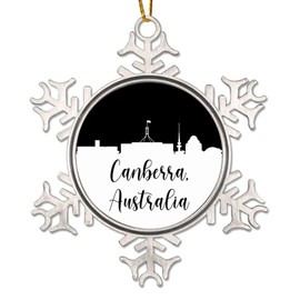 Australia Canberra Metal Snowflake Ornament Colorful City Skyline White Snowflake Ornaments Xmas Tree Decoration Street Landscape Travel Landmarks Farmhouse Xmas Keepsake for Daughter Son