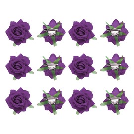 sourcing map 12 Pcs Rose Flower Hair Clips 3 Inch Flower Hair Pins Flower Brooch for Women Hair Accessories Dark Purple