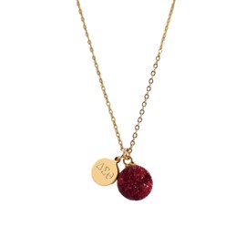 Sorority Shop - DST Necklace - Delta Sigma Theta Red Druzy Gemstone Necklace With Engraved Pendant – 14K Gold Dipped Jewelry with Red Gemstone – Sorority Gift, Charm Paraphernalia