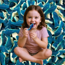Blue Shark Gummy Candy 1 lb Bag of Soft Chewy Gummies | Fruity Blue Gummy Sharks Candy for Parties, Events, Gift Bags