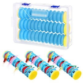 Dreyoo 3 Pcs Fishing Line Storage Holders Organizer with 12 Line Slots Keep Your Fishing Lines Entanglement Free Fishing Line Spooler Winder Fishing Line Hook Leader Keeper with Rigging Spools (Blue)