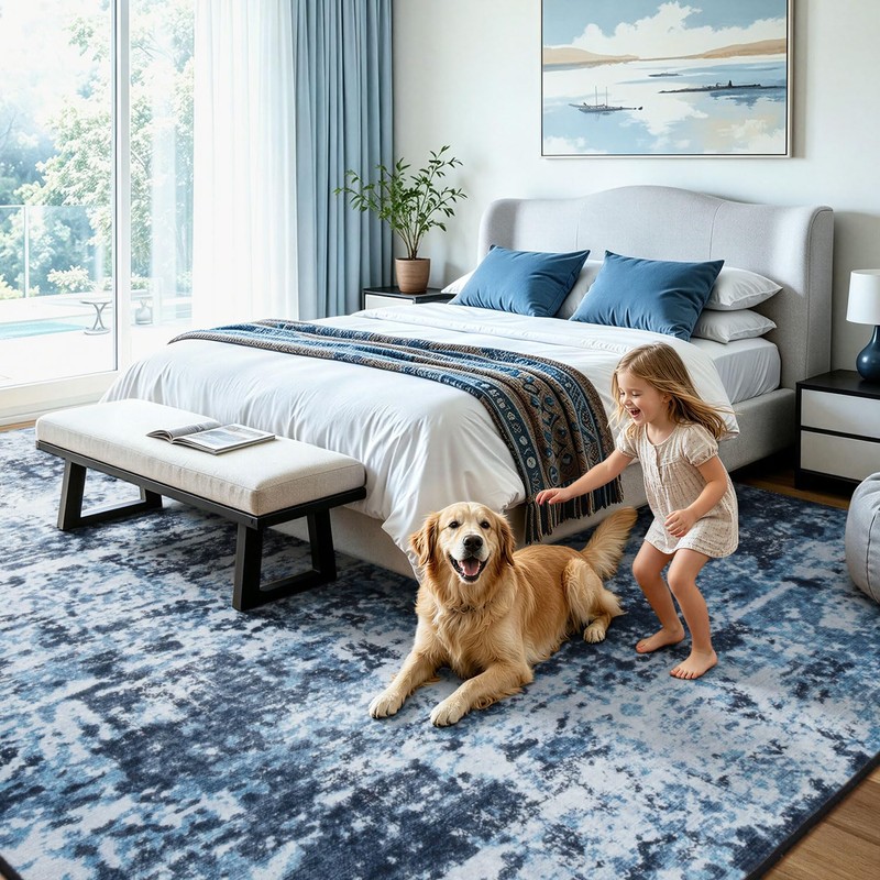Lessymo Area Rug 9x12 Living Room, Washable Abstract Soft Carpet