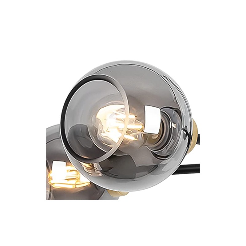 Yolsunes Lighting Fixture Replacement Globes Top Opening Smokey Black Glass
