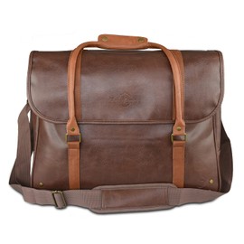 Freshore® 6 Wine Bottles Carrier Leather Bag - Insulated Cooler Travel Tote - Premium Large Portable Bottle Carrying, Waterproof Full Padding Wine Lovers Protection, Dark Brown