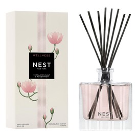 NEST New York Reed Diffuser, Himalayan Salt & Rosewater - 5.9 fl oz - Fragrance for Up to 90 Days - Reusable, Refillable Glass Holder - Includes 8 All-Natural Reed Sticks - Flame Free