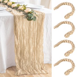 Tischläufer Beige,4 Stück Käsetuch Tischläufer 90x400 cm,Seihtuch-Tischläufer,Gaze-Tischläufer,Table Runner Tischdecke,Tischdeko Hochzeit Boho Tischläufer für Brautparty Geburtstag Partydekorationen