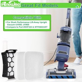 Anewise UV850 Filter Replacement for Shark Performance Lift Away UV850 UV900 DuoClean Upright Vacuum, 2 HEPA Filters and 4 Foam & Felt Filters, Compare to Part #XHF320 & XFFK602UKT