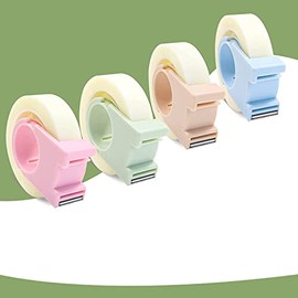 Taicols 4 Pack Invisible Tape with Mini Dispenser Set 1/2 Inch Magic Tape Writable Transparent Tape Portable Repairing for Office School Home