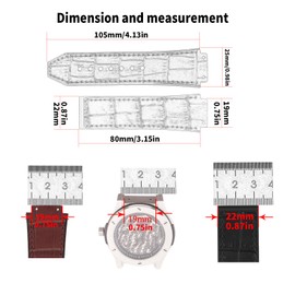 unilabo Leather Watch Band Compatible for Hublot Big Bang 19mmx 25mmx 22mm Strap Replacement for men and women wirst watchband (Blue Band)