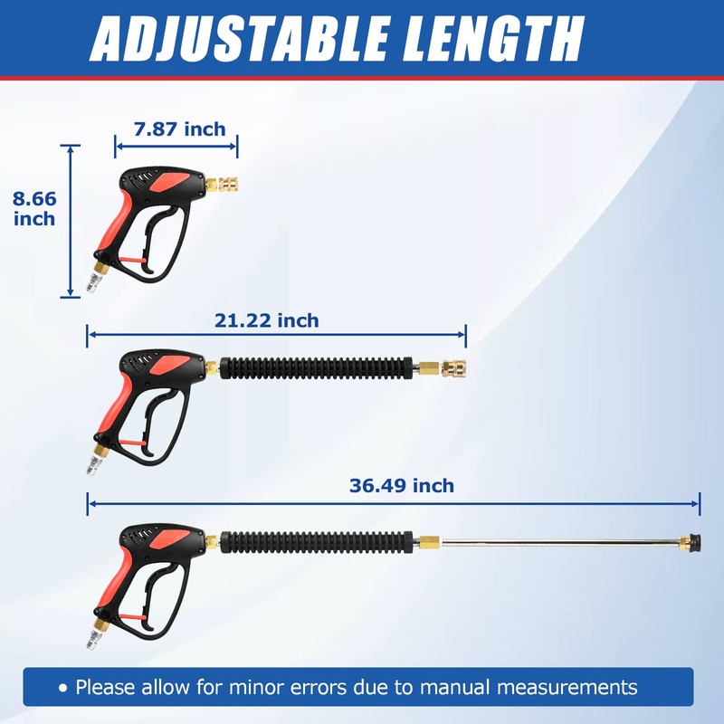 TOOLCY Pressure Washer Gun, Adjustable Power Washer Swivel Gun and