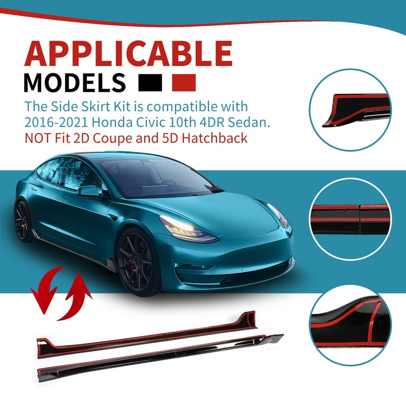 Kojem 3Pcs Front Bumper Lip Compatible with 2016-2021 Honda Civic
