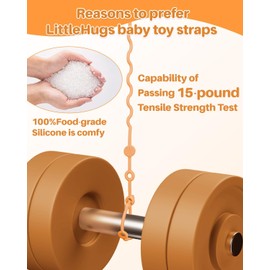 LittleHugs - Correas de juguete para bebé, soporte de juguete ajustable para accesorios de carriola, clip de silicona para chupete, correa esencial de viaje sin tirar para silla alta, asiento de coche