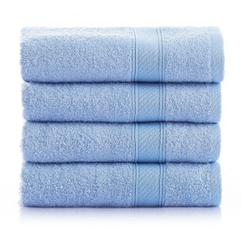 nottoc Hand Towels, 4-Piece Hand Towel, Light Blue, 50 x 90 cm, 100% Cotton, Absorbent, Super Soft, Turkish Luxury
