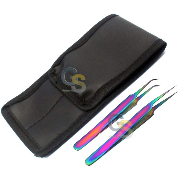 Set of 2 Stainless Steel Multi Titanium Rainbow Color 3d