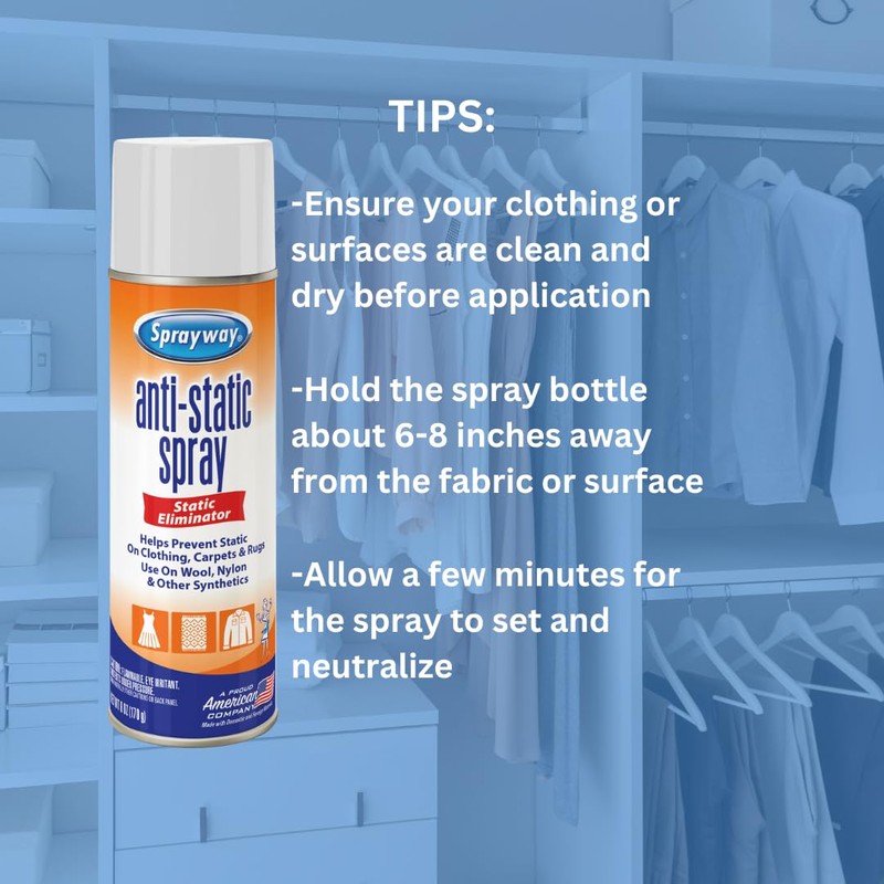 Sprayway Residue-Free Anti-Static Spray, Reduce Static Cling, Eliminate Static Shock,