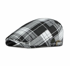 meioro Men's Striped Plaid Newsboy Hat Cabbie Beret Ivy Flat Cap Adjustable Gatsby Hat Hunting Driving Adjustable Cap