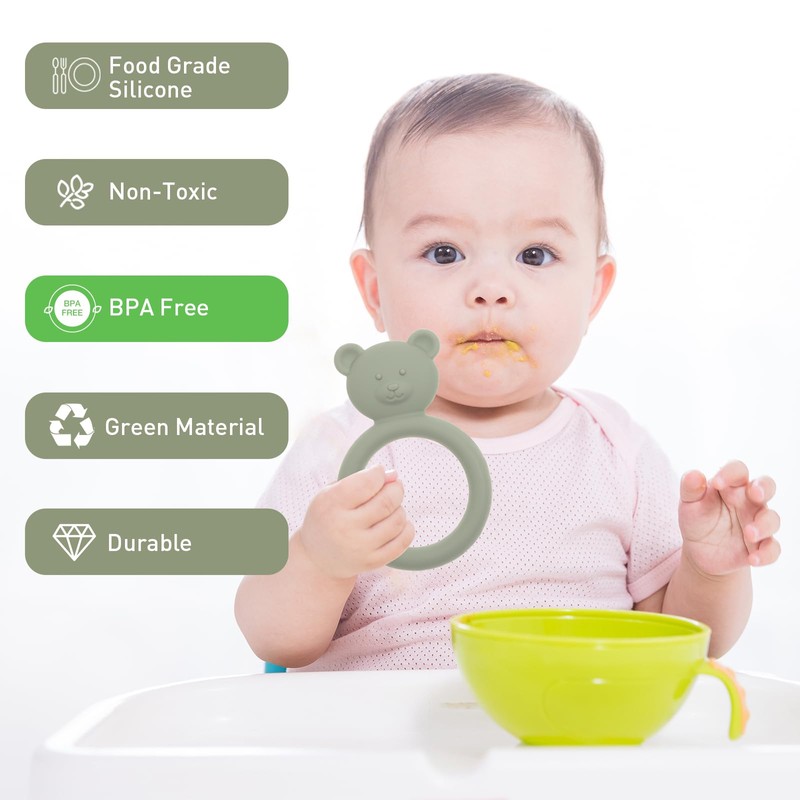 Dirbabi Silicone Baby Teether, Teething Toy Ring for Babies, Easy