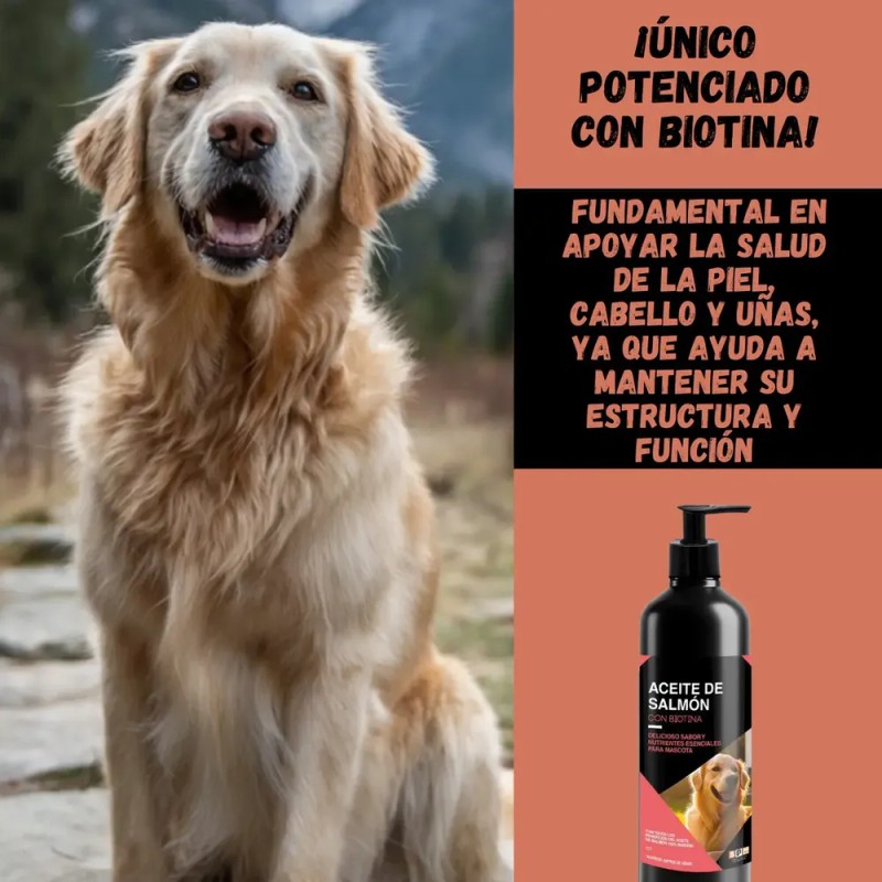 Aceite De Salmón Para Perros Mas Biotina 1 Lt -