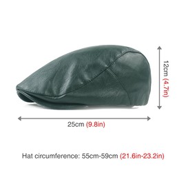 Men's Flat Cap PU Leather Newsboy Cap Classic Ivy Cap Adjustable Cabbie Beret Cap Driving Hunting Hat Gray