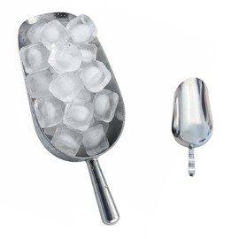 38oz Ice Cube Endurance Scoop, Cast Aluminum Shovel, Kitchen Utility Scoops With Finger Groove Handle, Ideal for Ice Cube, Coffee, Bean, Food, Candy, Flour, Popcorn Rust Free - Silver