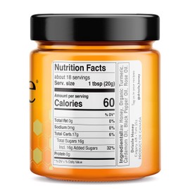 Drizzle Turmeric Gold Raw Honey - All Natural Pure Raw Honey with Organic Turmeric, Unfiltered, Use in Tea, Golden Milk, & Coffee, Sugar Substitute, Certified Kosher - 13.2 oz Jar (375 g)