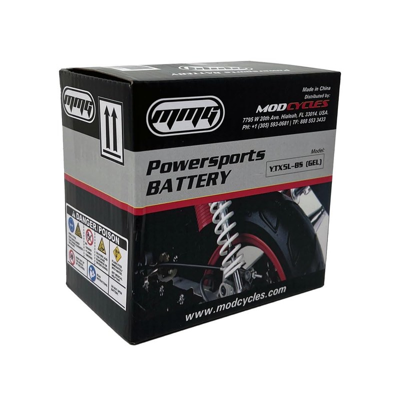MMG YTX5L-BS Gel Cell Powersports Battery, Factory Sealed, High Performance