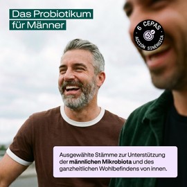 Probiotika für Männer | Hochdosiert 6 Mrd KBE–120 magensaftresistente Kapseln | Darmkur, Haarausfall, Verdauung, Hormonbalance | 6 Bakterienstämme | 4 Monate | Patentierte Synbalance®-Mischung