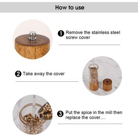 Haomacro Premium Acrylic Salt and Pepper Grinder Set,Manual Salt and Pepper Mills-Wooden Shakers with Adjustable Ceramic Core-Salt Grinder and Pepper Mill -8 Inches-Pack of 2