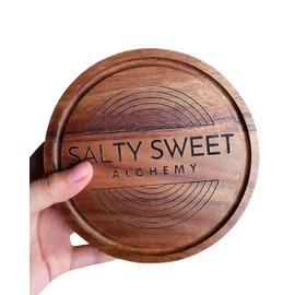 Acacia Wood Cocktail Rimmer, Sugar & Salt Box Medium (Pack of 1) - Cocktail Rimmer Tray - Fits Glasses up to 5.5" Wide - Ideal as Margarita, Martini and Bloody Mary Glass Rimmer for Cocktails