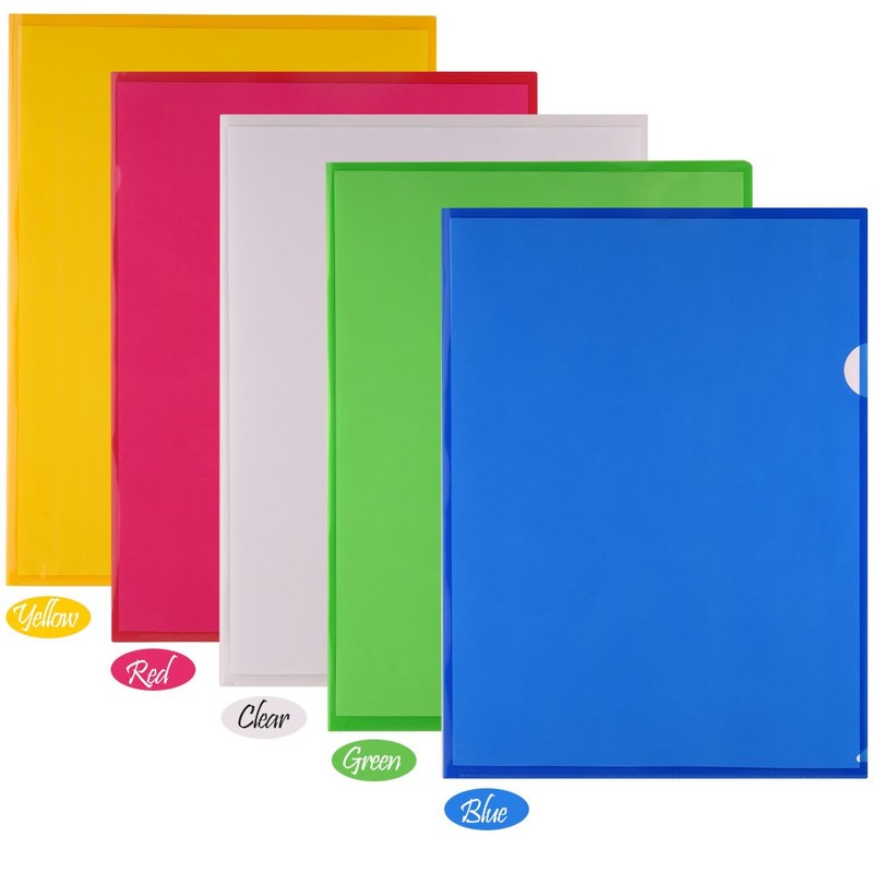 FEPITO 25 Pack A4 Cut Flush Folders Plastic Document Wallet
