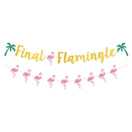 Garneck 2Pcs Hawaiian Party Banner 18cm Final Flamingle Banner Set Glitter Flamingo Party Decorations for Luau Tropical Beach Supplies
