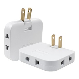 Zorfeter 2Pcs 3 in 1 White-Type A Rotatable Flat Wall Outlet Extender, Flat Plug Adapter Outlet 2500W, Power Socket Converter Plug Perfect for Home and Travel