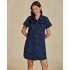 luvamia Knee Length Denim Dress for Women Dark Blue Jean
