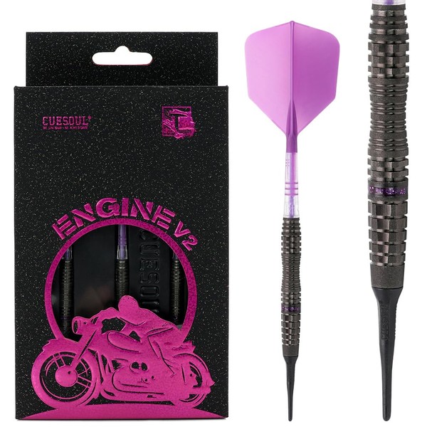 CUESOUL Engine V2 Soft Tip Darts Set - 20g - 90% Tungsten - Oil Paint Painted & Unifying ROST T19 Carbon Flight