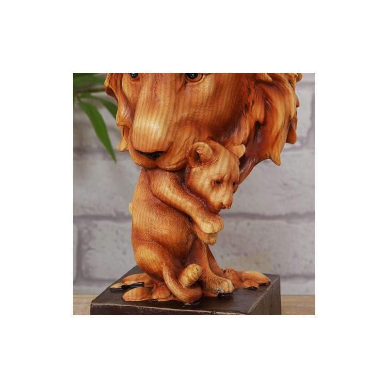 Widdop NATURECRAFT WOOD EFFECT RESIN FIGURINE - LION & CUB