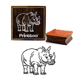 Printtoo Card Making Rhino Pattern Brown Square Wooden Rubber Stamp Scrap-Booking-2 x 2 Inches