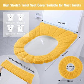 8 Pcs 11.8 Inch Thicker Bathroom Toilet Seat Cover Pads Soft Comfortable Toilet Seat Cushion Cover Stretchable Toilet Seat Warmer Easy Installation Cushioned Lid Covers (Yellow, Blue, Green, Orange)
