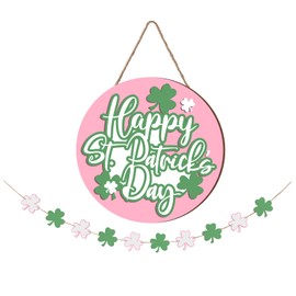 St. Patrick's Day Door Decorations and Party Banners, both featuring 3D Effect Shamrock Wooden Plaques design, perfect for Ornaments and Door Hangings at an Irish Holiday Party