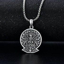 EIDERBO Eagles Necklace S925 Sterling Silver Eagle Pendant Rome Eagles SPQR Jewelry Gifts for Men