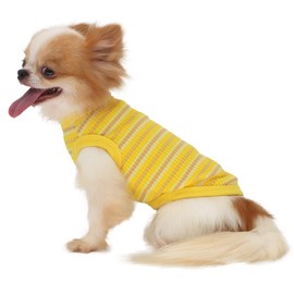 LOPHIPETS 100% Cotton Rib Dog Shirt Vest for Small Dogs Chihuahua Puppy Clothes Tank Tee-Yellow/L