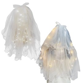 Liuer Bridal Veil, LED Veil, Short Bridal Veil, Wedding Veil, Short Veil, Bridal Veil for Hen Party, Hen Party, Wedding Veil, White