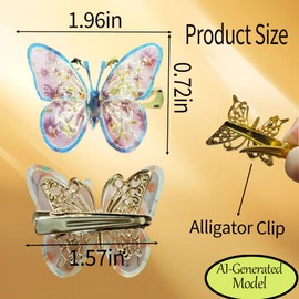 6 PCS Y2k Butterfly Hair Clip,Cute Butterfly Hair Clips for Teens Women, Glitter Butterfly Hair Clips for Wedding And Role-playing