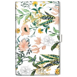 Swooflia Business Card Holder Case Wallet for Women Metal Retro Blooming Flower Slim Pocket Purse Square Card Cases Cute Gifts For Realtors Real Estate Agents