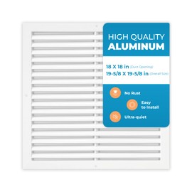 Aluminum 18 x 18 Inch Vent Cover Return Air Grille – Transfer Grille AC Vent Cover – Durable Rustproof Design – Optimal Air Flow – Low Noise Wall Vent for Residential, Industrial Use