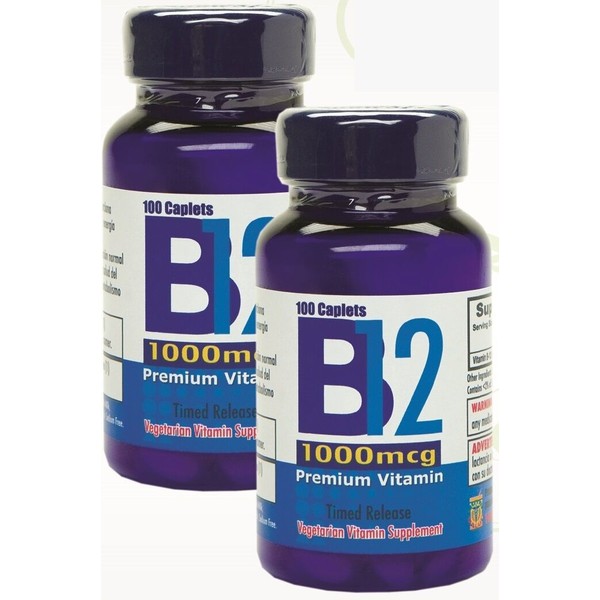 Nutrisalud Products Vitamina B12 de alta potencia, 1000mcg, set de 2 frascos con 100 tabletas c/u.