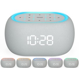 ANJANK White Noise Sound Machine Alarm Clock with Bluetooth Speaker, 21 Relaxing Sounds, 7 Night Lights,0-100% Dimmer/Sleep Timer/30-Level Volume Control,Sound Machine for Kids Adults Sleeping,Bedroom