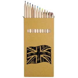 Azeeda 12 x 'Waving Union Jack Flag' Long 178mm Coloured Pencils/Pencil Set (PE00073039)