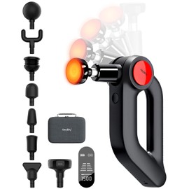 Massage Gun Deep Tissue with Heat Therapy, 12mm Amplitude Muscle Massager for Athletes, 5 Speeds & 4 Modes Massager Gun for Neck Back Shoulder Leg Pain Relief - Perfect for Men, Black